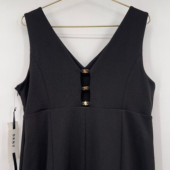 DKNY Plus Sleeveless V-Neck Black Midi Dress NWT - Picture 5 of 9